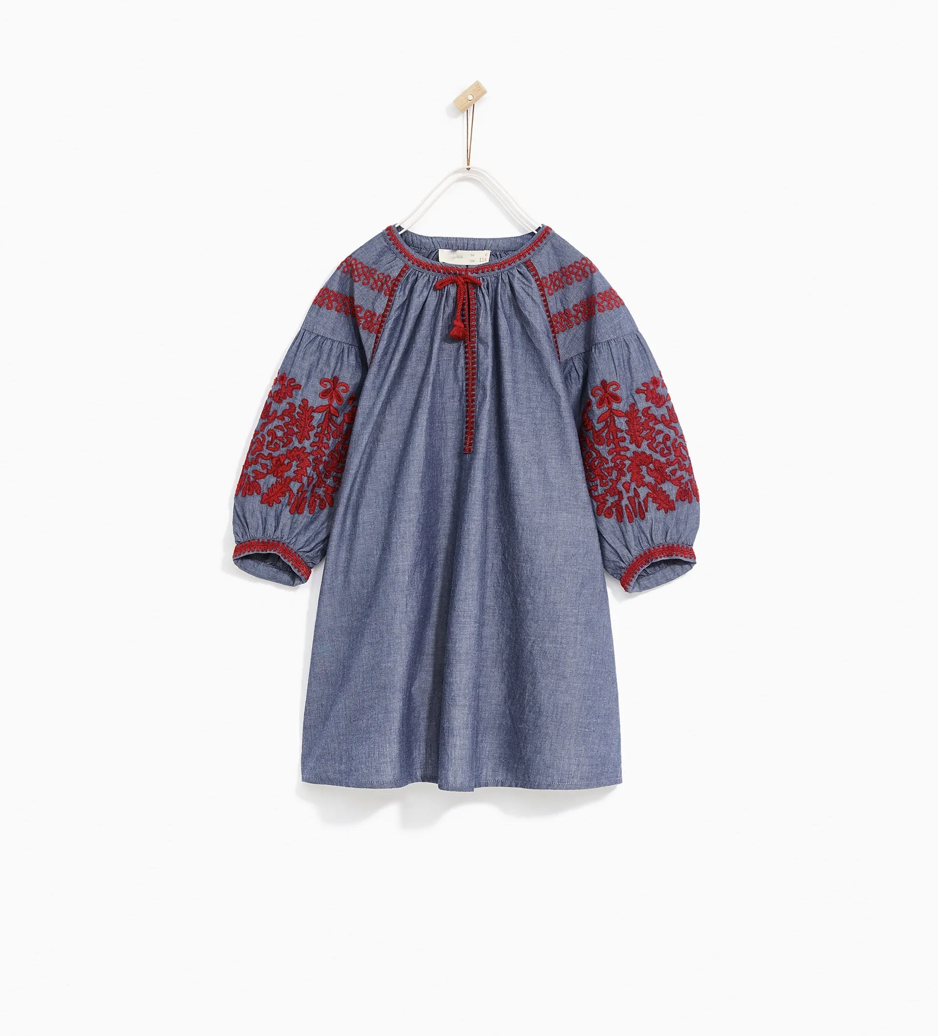 Girls Dress With Embroidered Sleeves