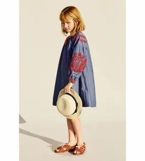 Girls Dress With Embroidered Sleeves