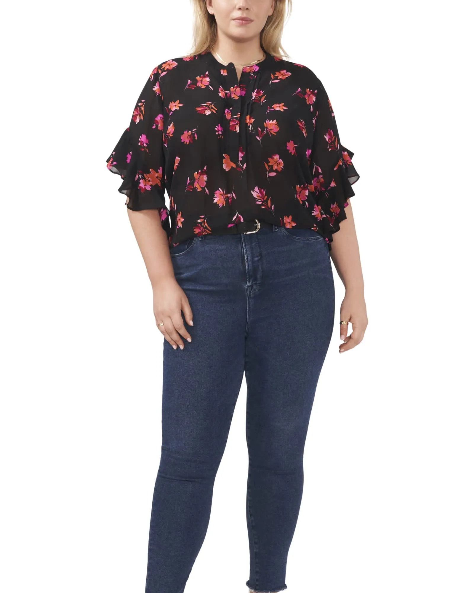 Greta Flutter Sleeve Blouse | POM PINK