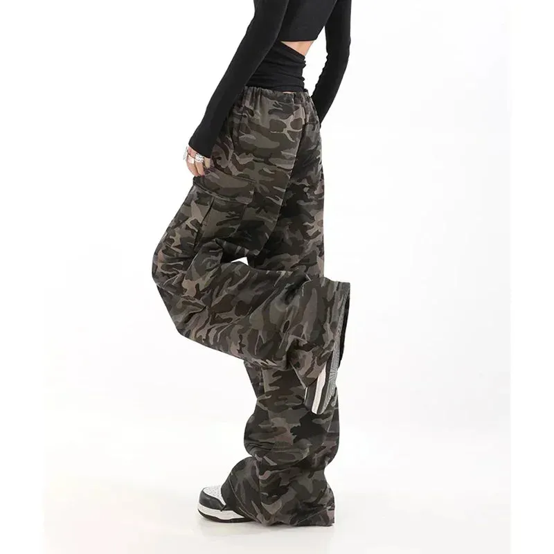 Grunge Retro Casual Camouflage Loose Pants