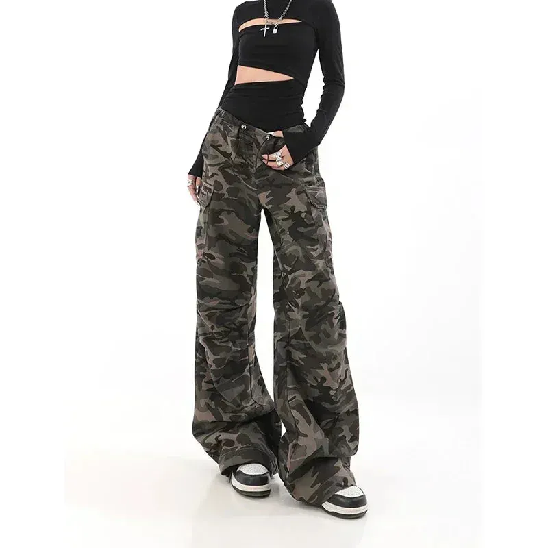 Grunge Retro Casual Camouflage Loose Pants