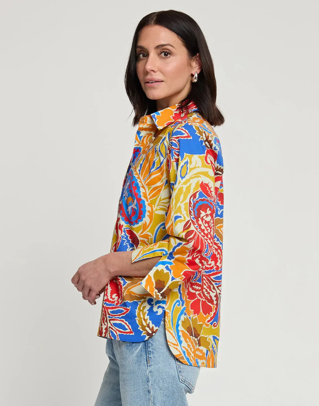 HINSON WU - AILEEN 3/4 SLEEVE PAISLEY PRINT TOP