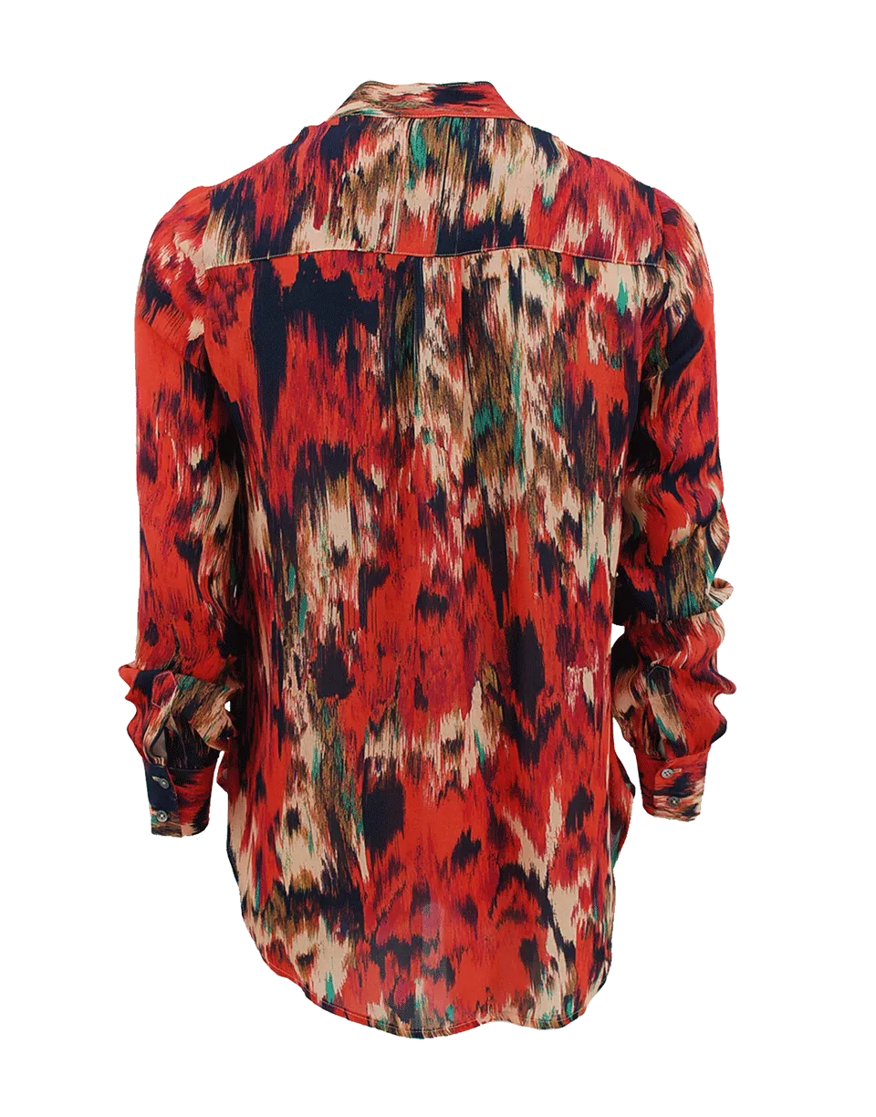 Ikat Print Henley Blouse