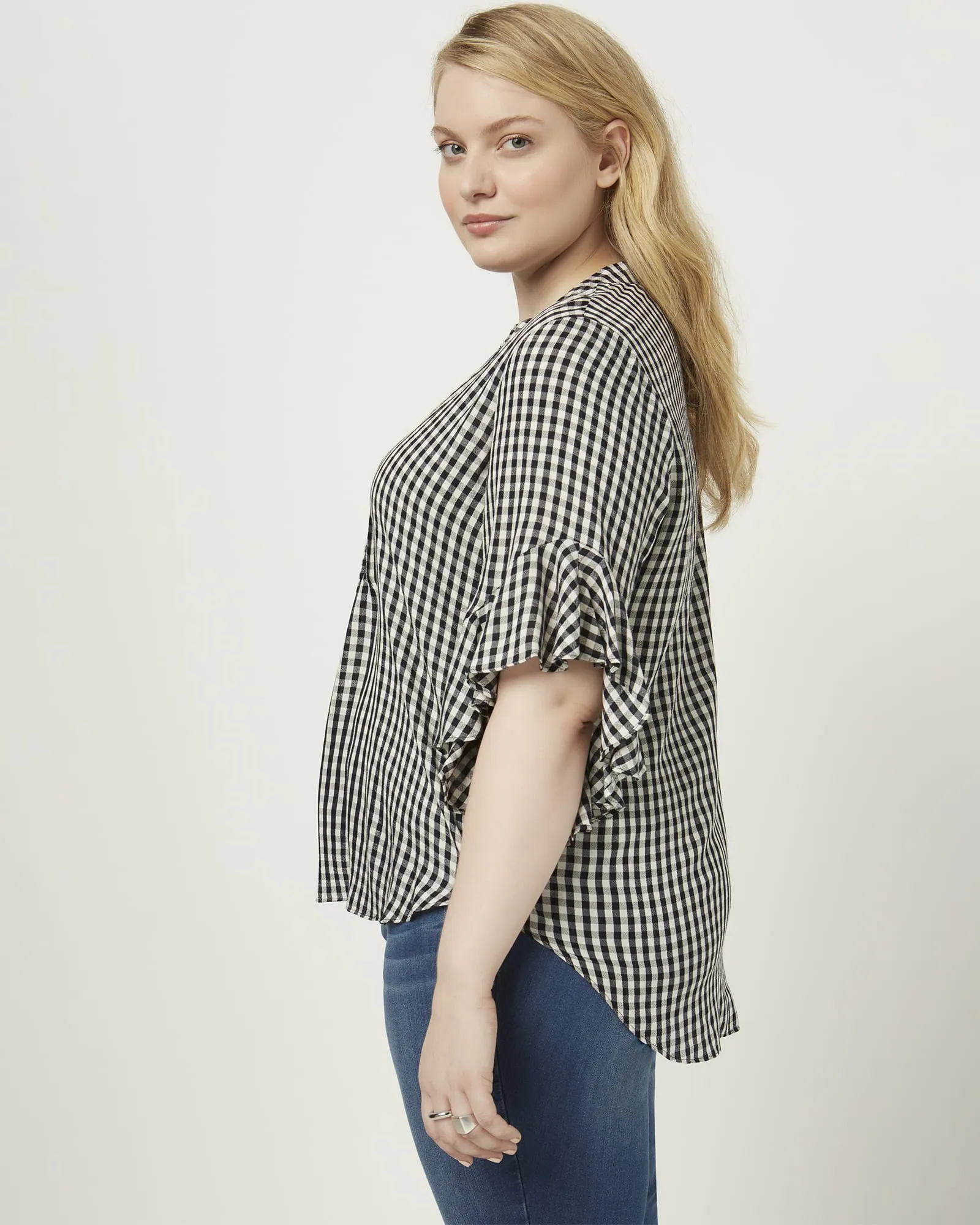 Joelle Flutter Sleeve Blouse | Black / White
