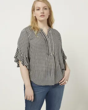 Joelle Flutter Sleeve Blouse | Black / White