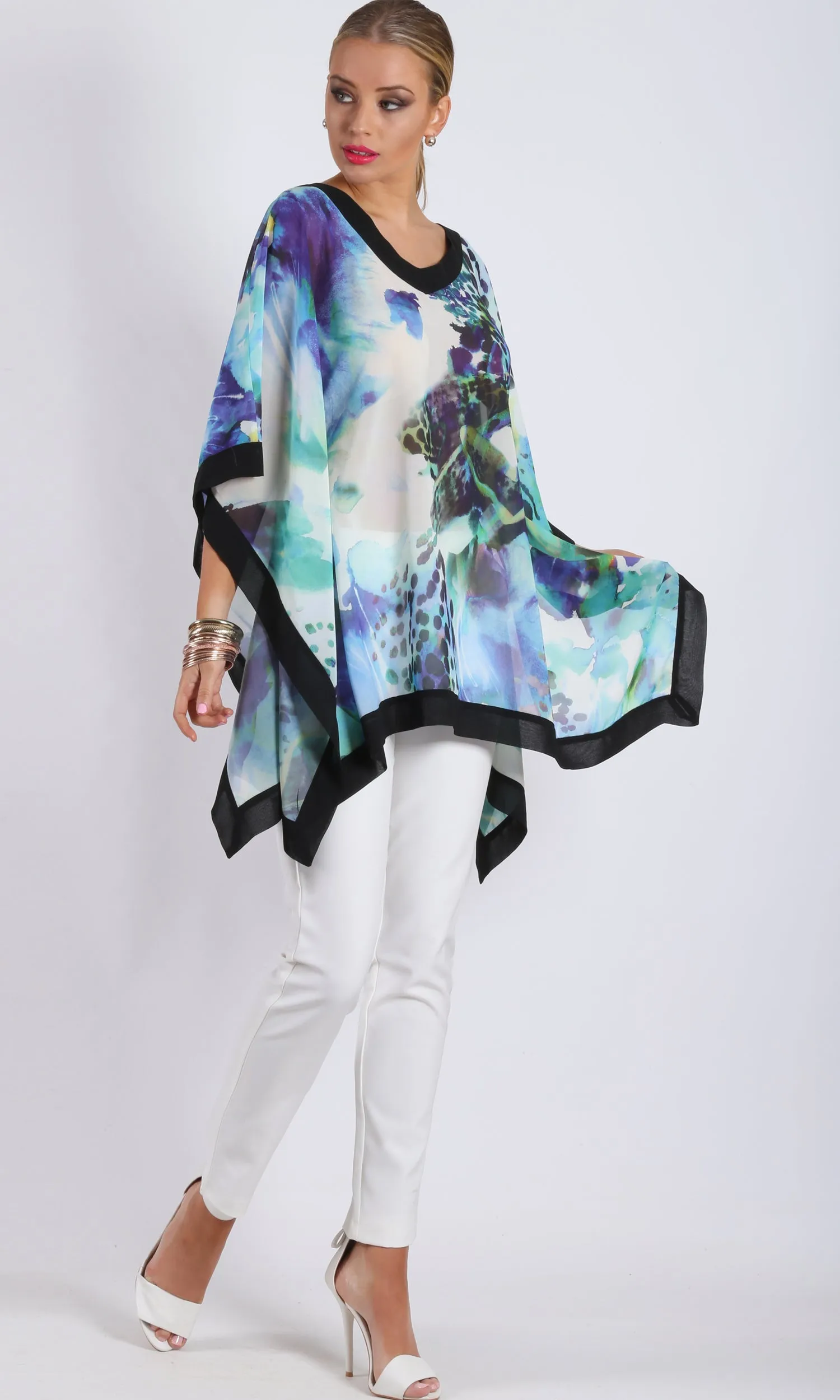 JS0223-2NC Kaftan Style Black Trim Top (Pack)