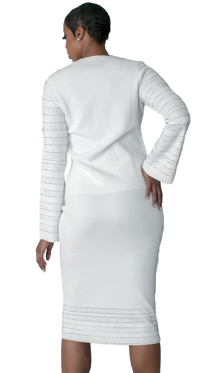 Kayla Knit Suit 5327-White/Silver