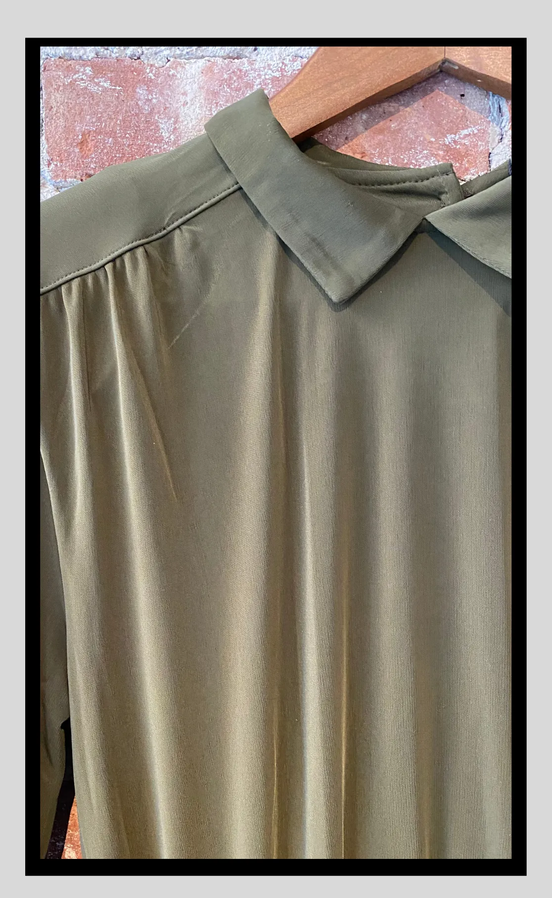 Khaki Dress with Classic Collar