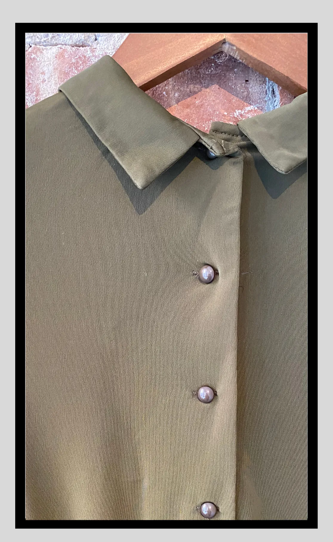 Khaki Dress with Classic Collar