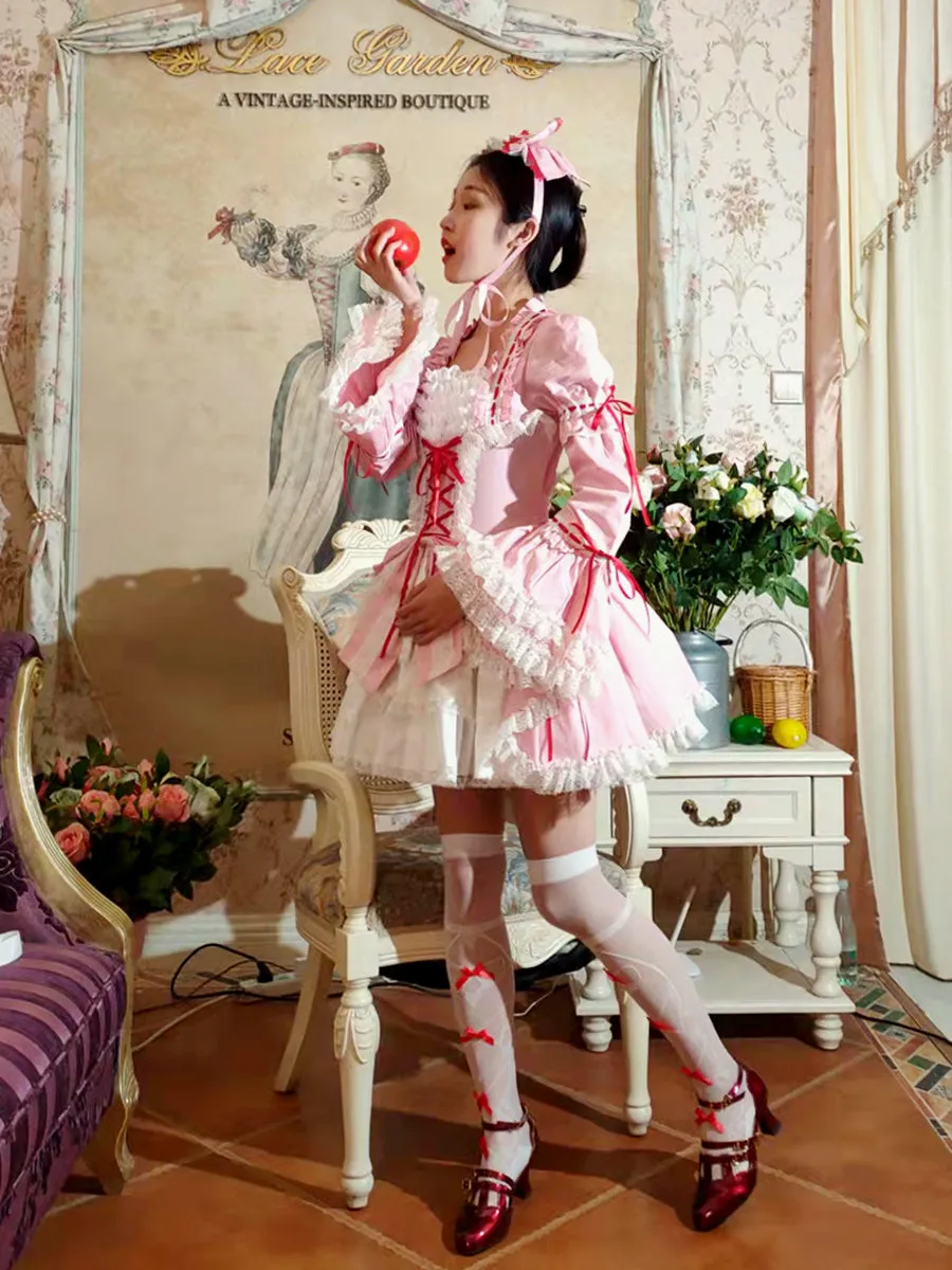 Lace Garden~Maiden Berry~Classic Pink Lolita OP Dress