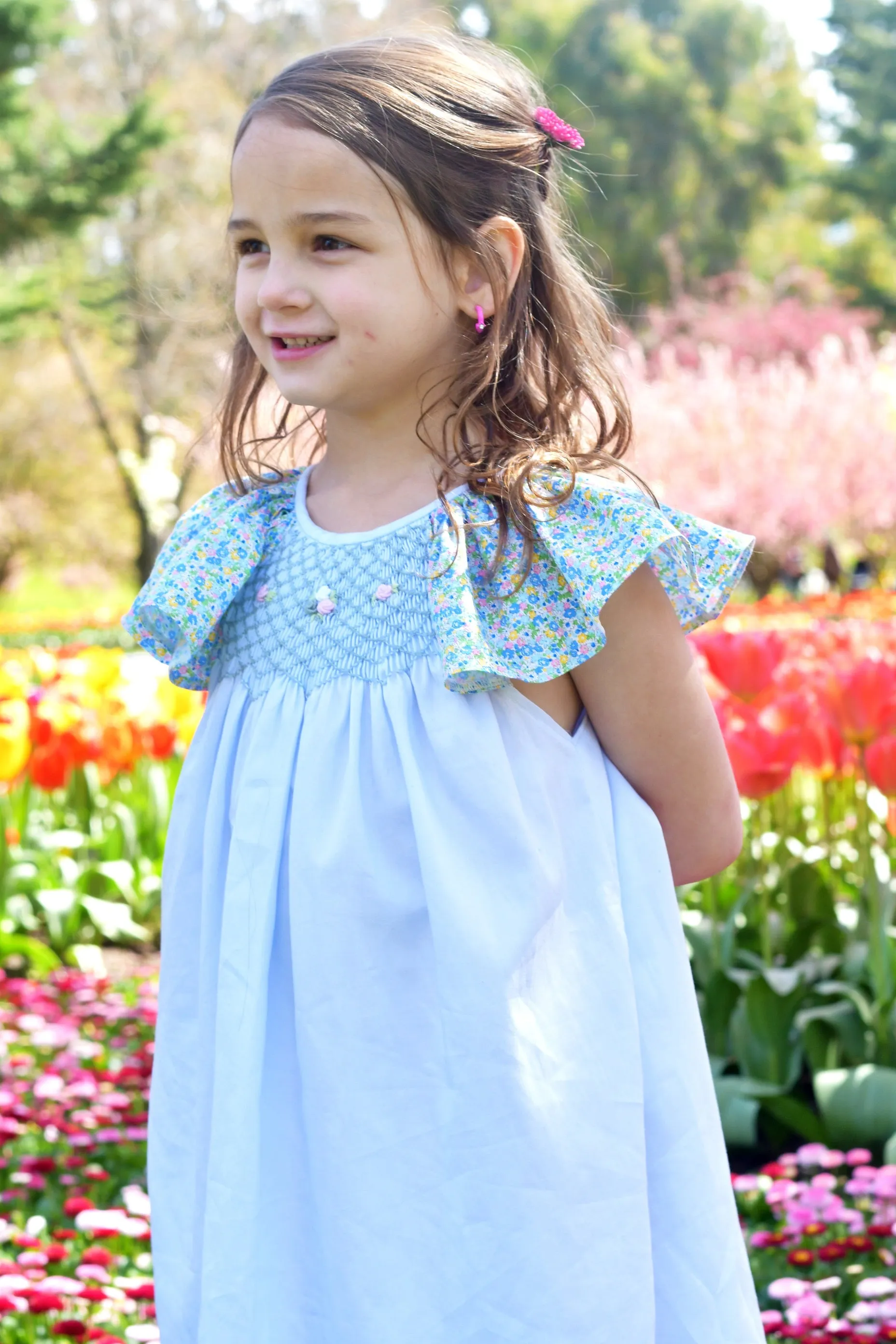 Light Blue Bishop Smocked Dress