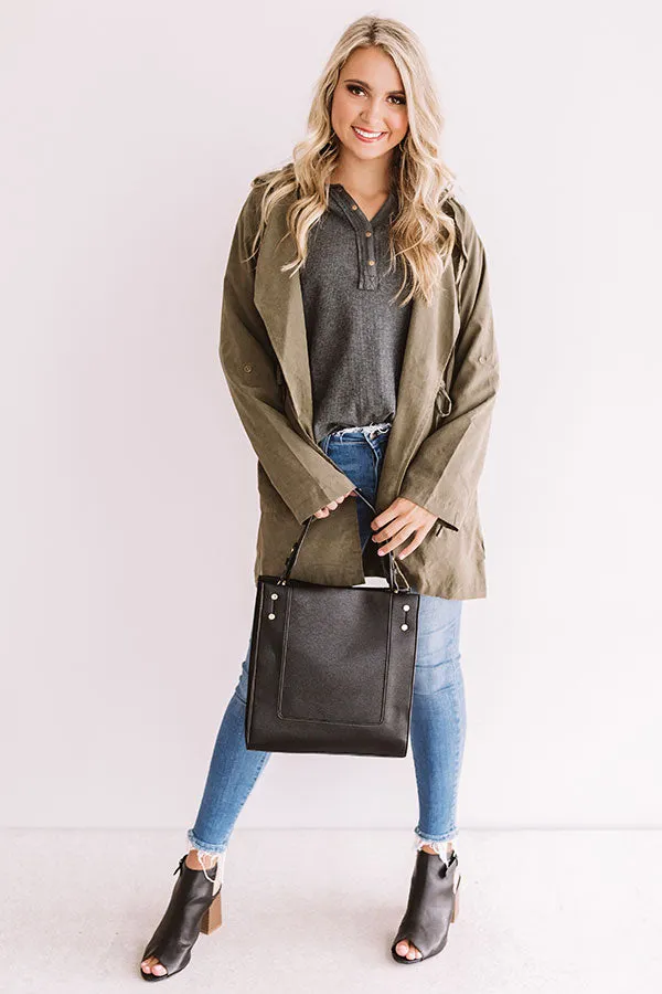 Lodges And Lattes Henley Top In Charcoal