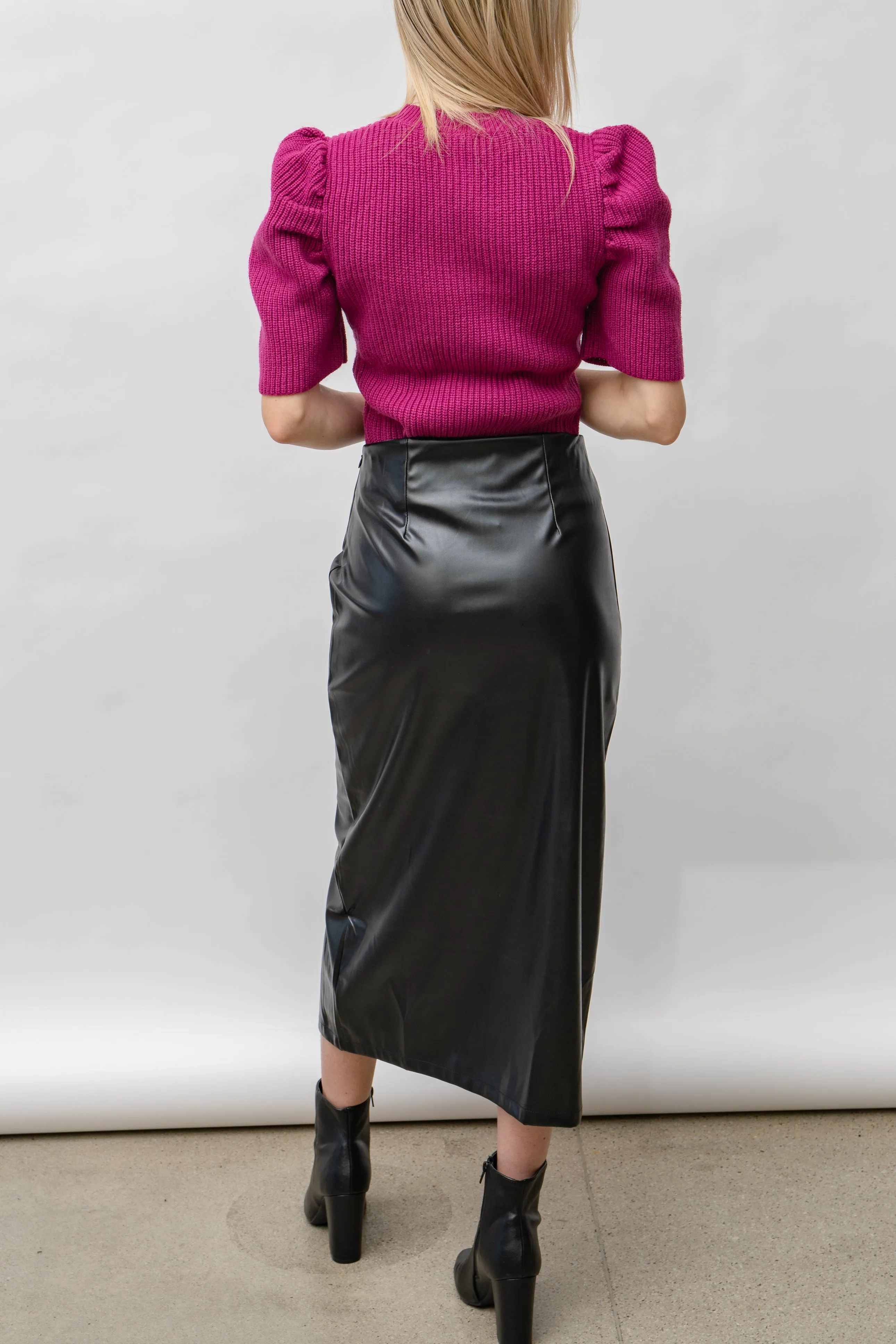Long Faux Leather Skirt