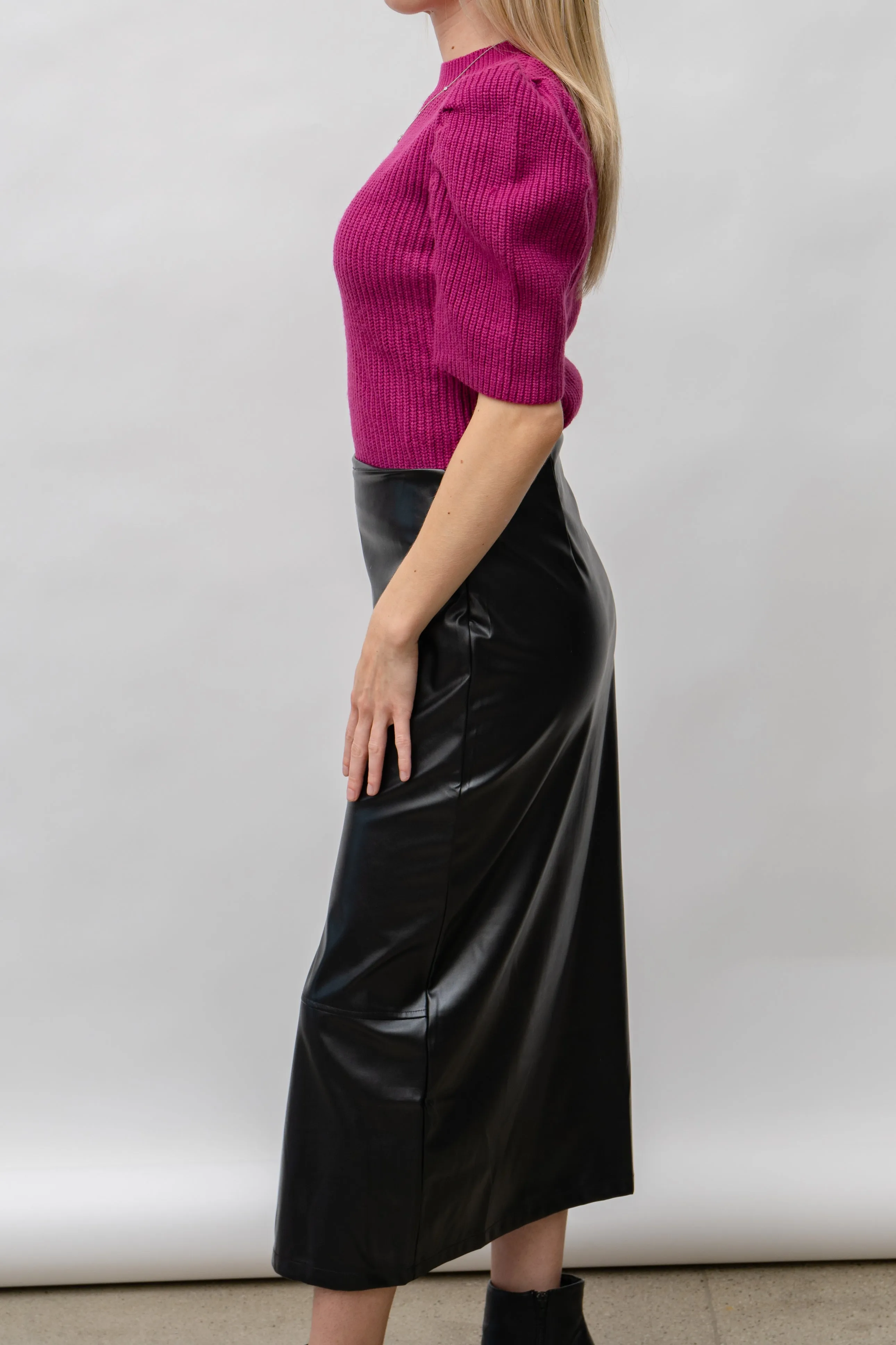 Long Faux Leather Skirt