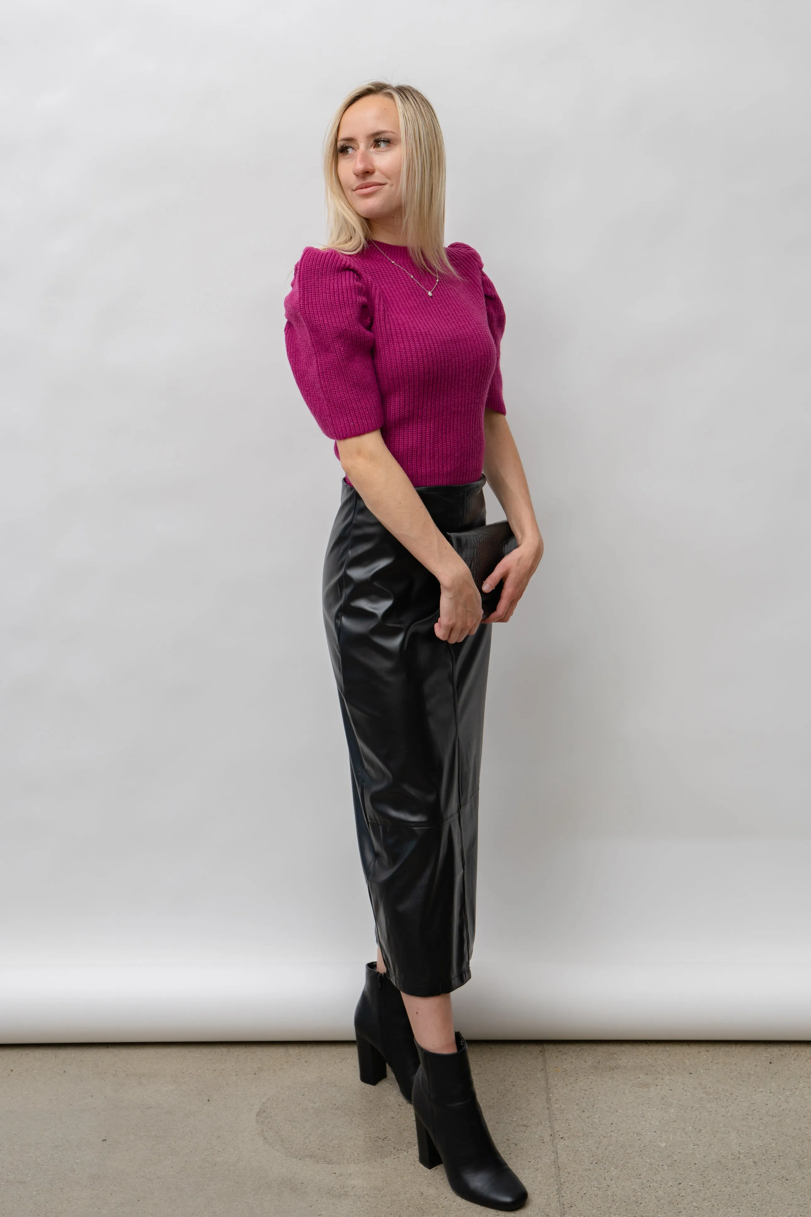 Long Faux Leather Skirt