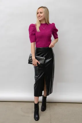 Long Faux Leather Skirt