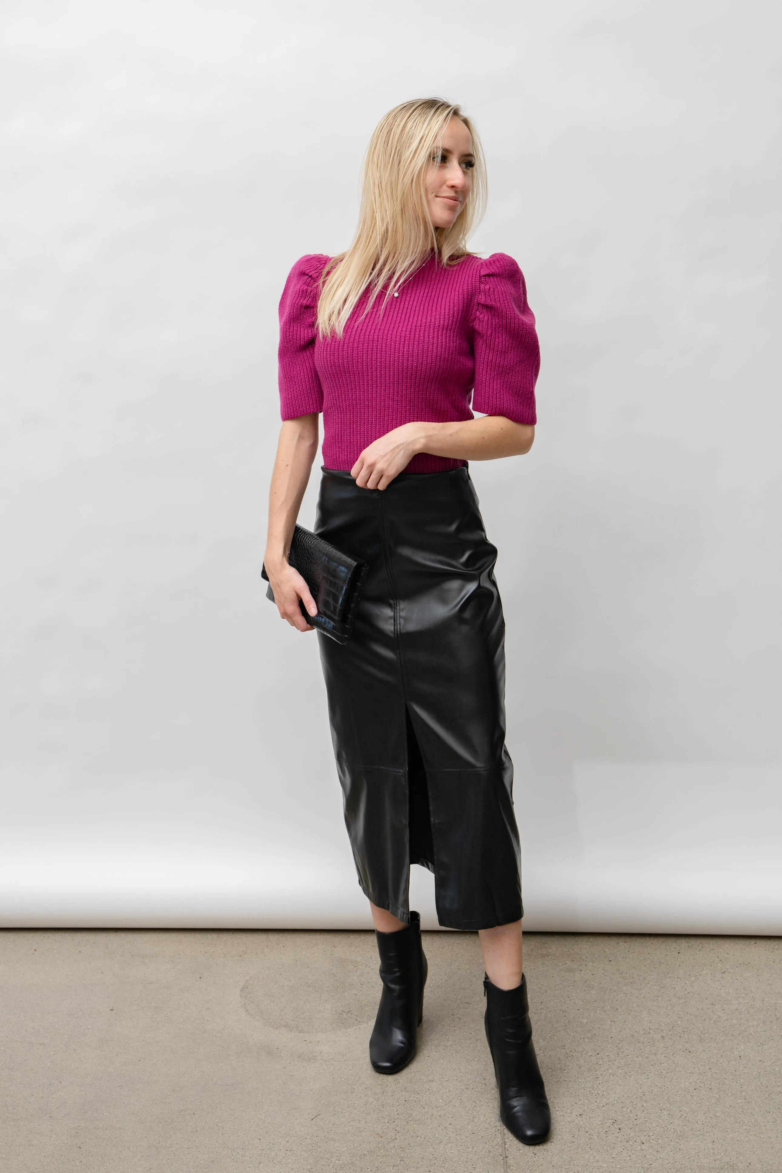 Long Faux Leather Skirt