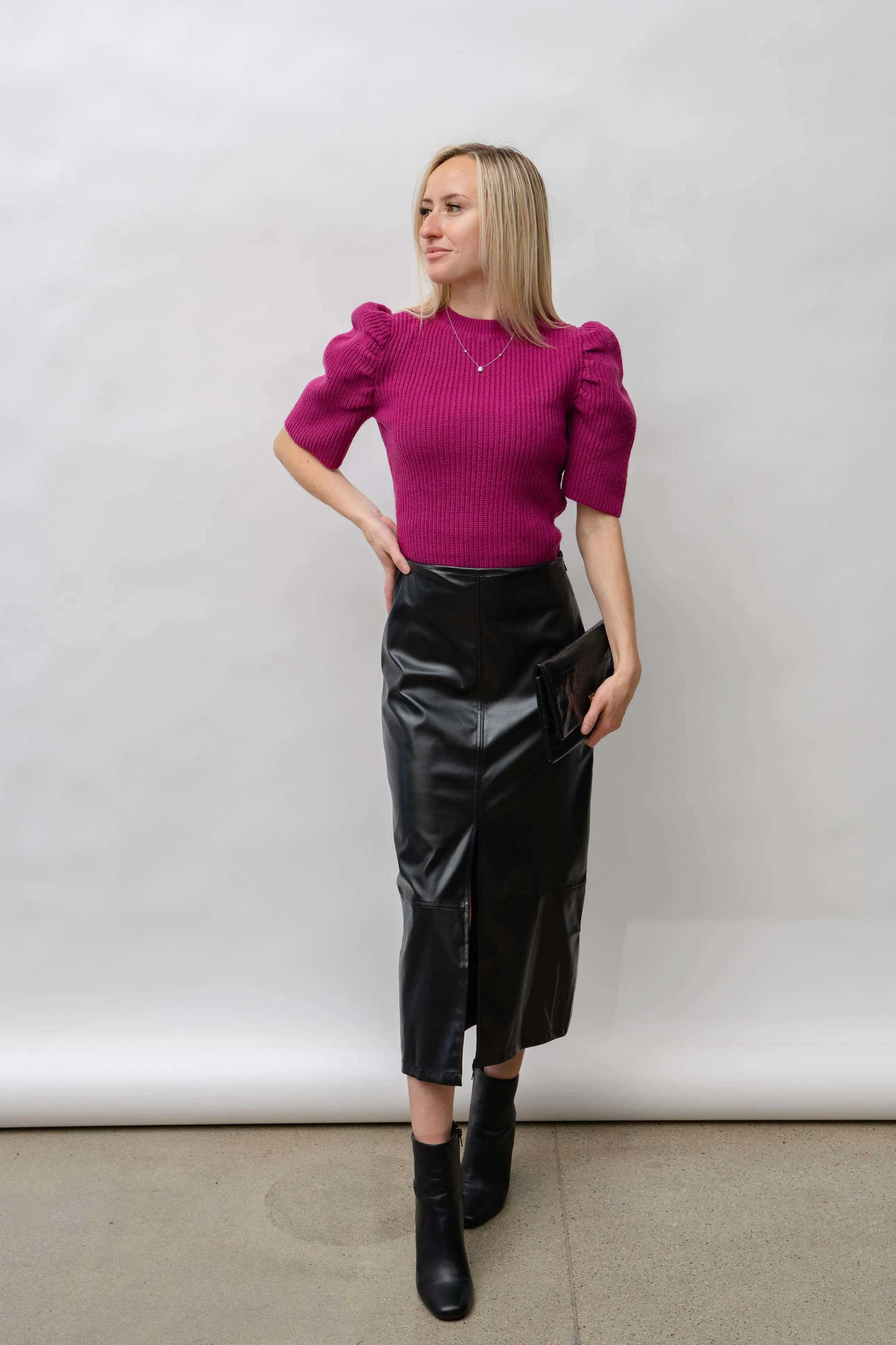 Long Faux Leather Skirt