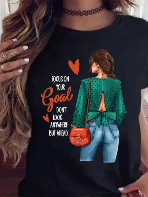 LVSANW Maycaur Hot Sales Printed Female Tshirt Women Fashion Graphic Printed T-Shirt Harajuku Korean Style Short Sleeves Clothes Female