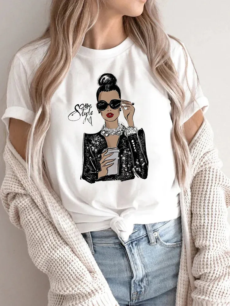LVSANW Maycaur Hot Sales Printed Female Tshirt Women Fashion Graphic Printed T-Shirt Harajuku Korean Style Short Sleeves Clothes Female