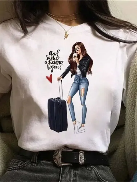 LVSANW Maycaur Hot Sales Printed Female Tshirt Women Fashion Graphic Printed T-Shirt Harajuku Korean Style Short Sleeves Clothes Female