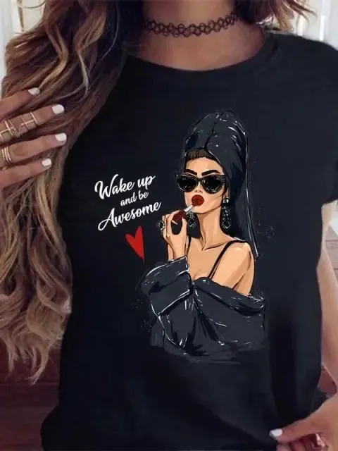 LVSANW Maycaur Hot Sales Printed Female Tshirt Women Fashion Graphic Printed T-Shirt Harajuku Korean Style Short Sleeves Clothes Female