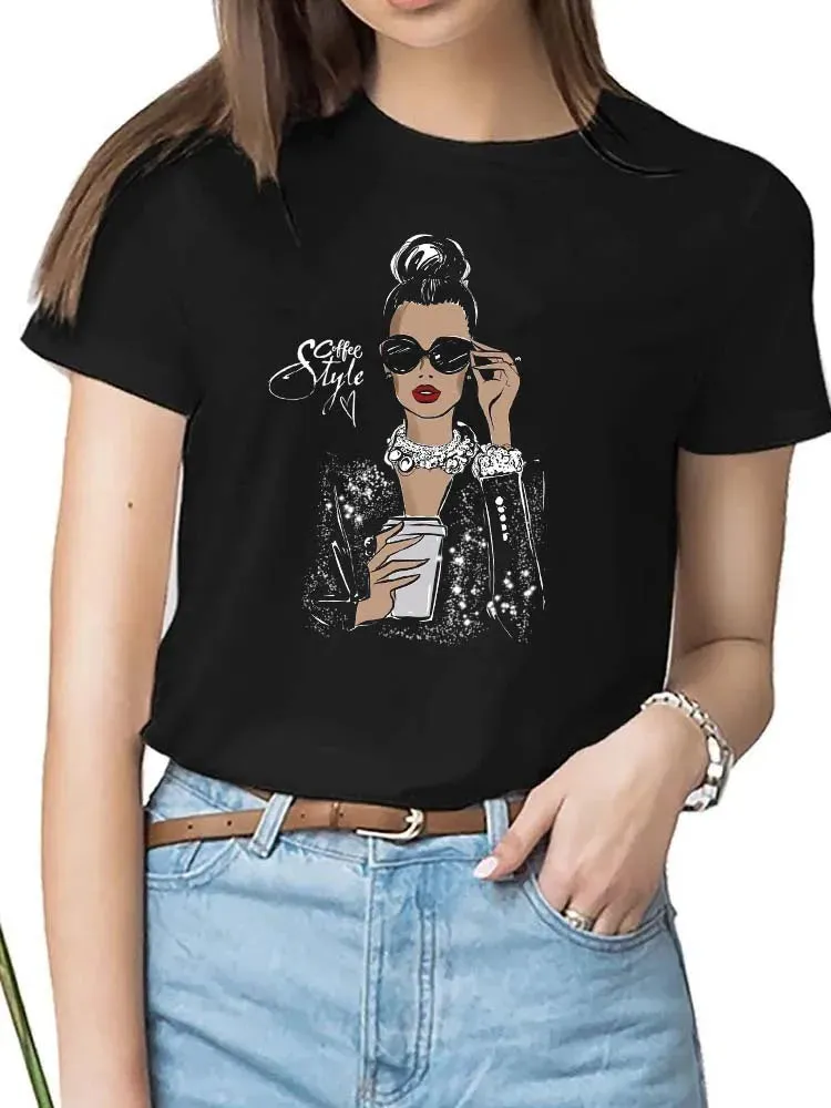 LVSANW Maycaur Hot Sales Printed Female Tshirt Women Fashion Graphic Printed T-Shirt Harajuku Korean Style Short Sleeves Clothes Female