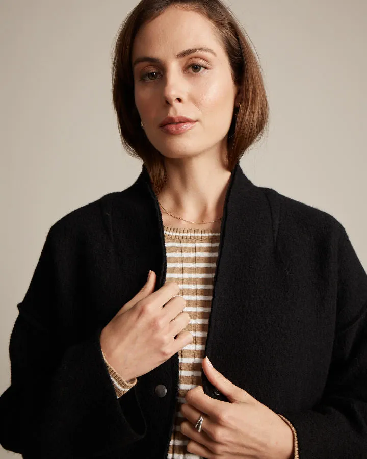 Marco Polo Boiled Wool Jacket in Black
