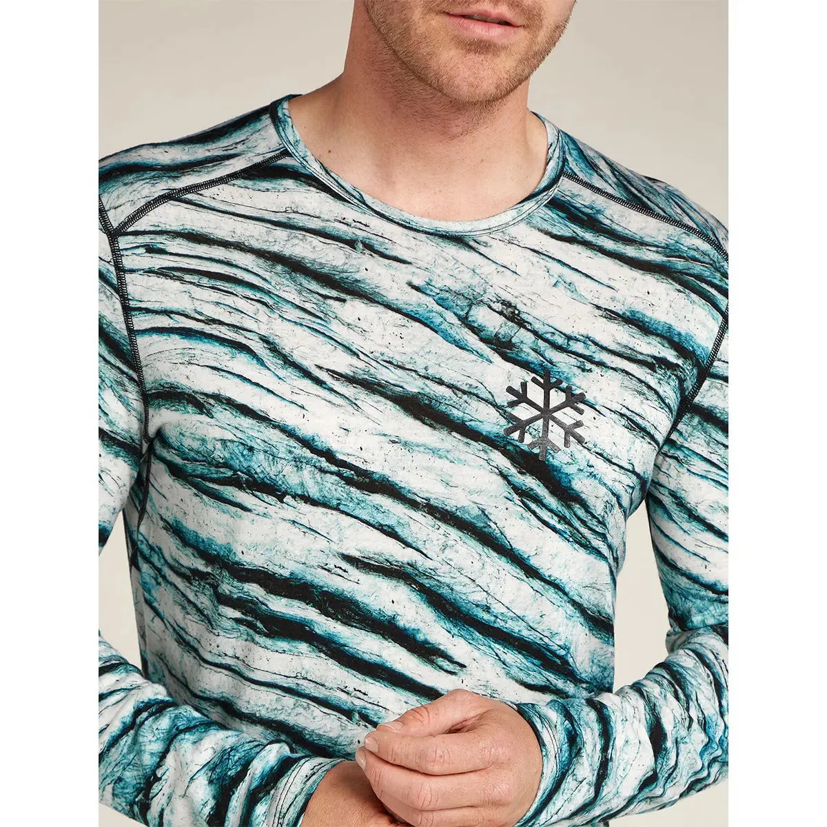 Merino 200 Oasis Long Sleeve Crewe Thermal - Snow Aop