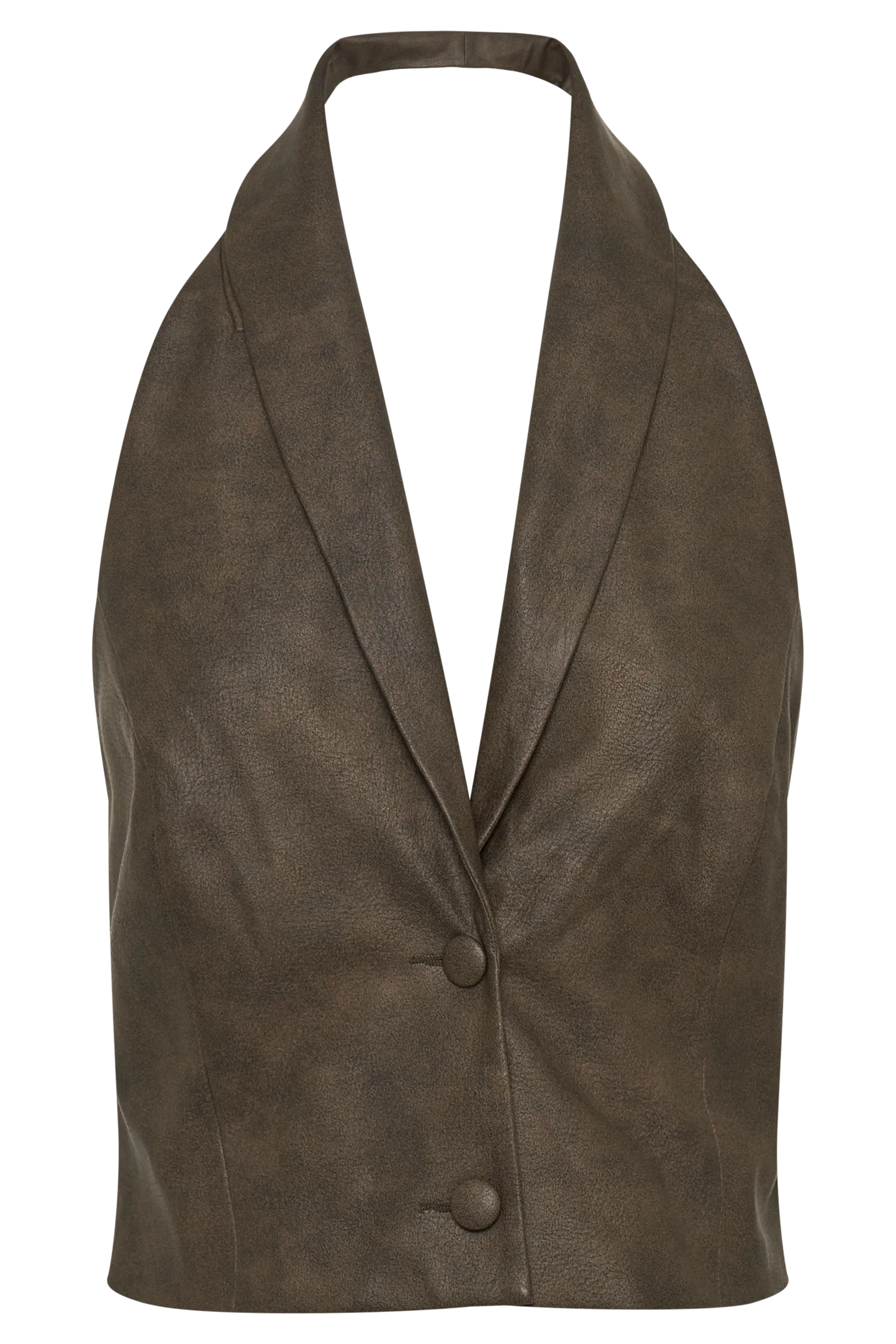 Myka Vintage Faux Leather Vest - Vintage Chocolate