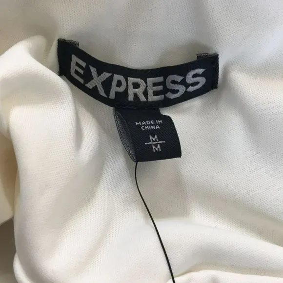 *NEW* EXPRESS Ivory Black Embroidered Strapless Dress Size M
