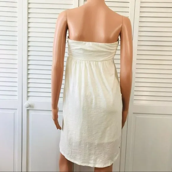 *NEW* EXPRESS Ivory Black Embroidered Strapless Dress Size M