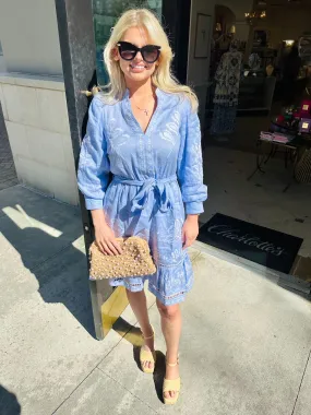Nora Embroidered Mini Dress | Blue