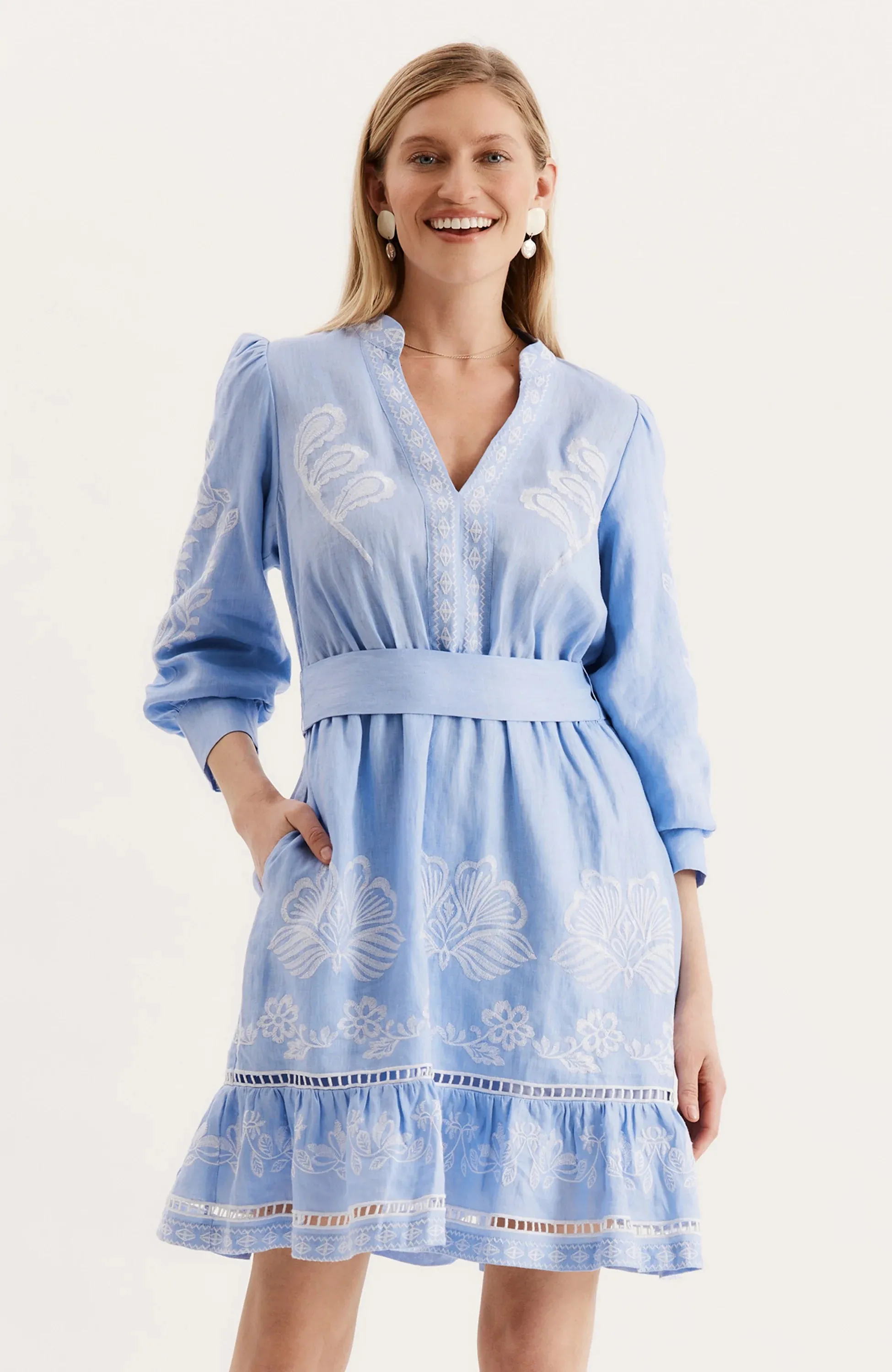 Nora Embroidered Mini Dress | Blue
