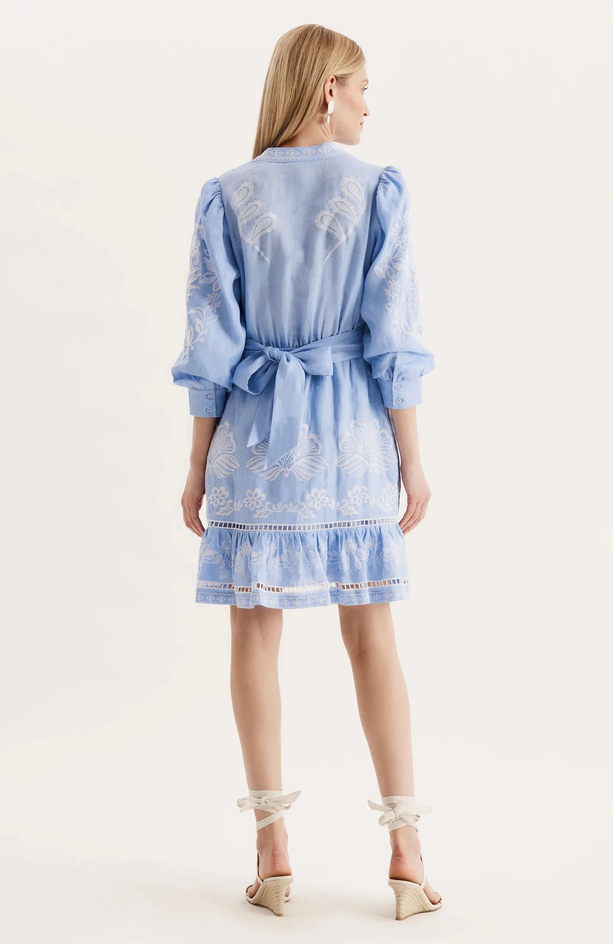 Nora Embroidered Mini Dress | Blue