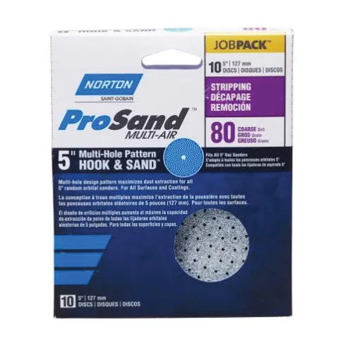 Norton® ProSand® Multi-Air® Cyclonic® A975 Series 07660703223 Center Hole Sanding Disc, 5 in Dia, P80 Grit, Coarse Grit