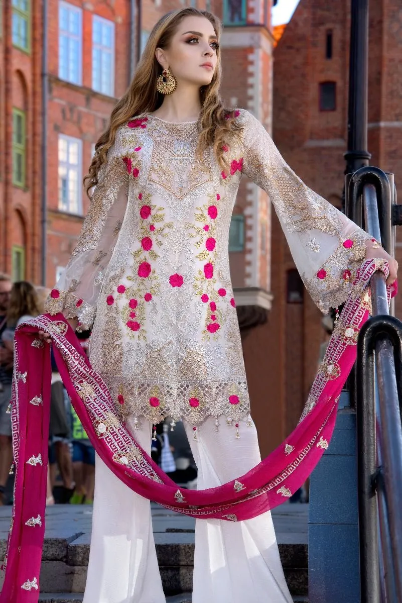 Pakistani designer white sequins embroidered dress # P2312