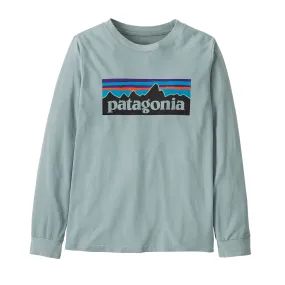 Patagonia Kids' Long-Sleeved P-6 Logo T-Shirt Thermal Blue