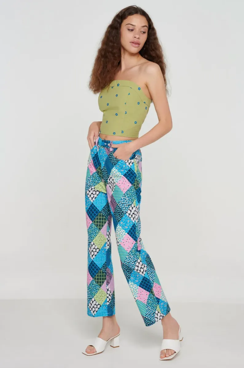 Patchwork Print Organic Pants