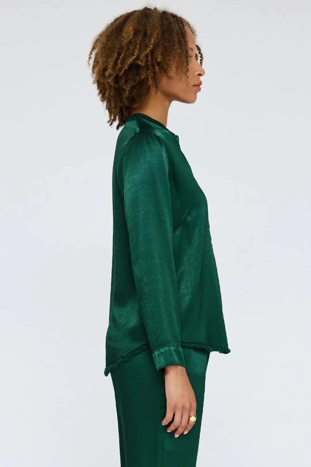 Perfect Henley Blouse in Cypress