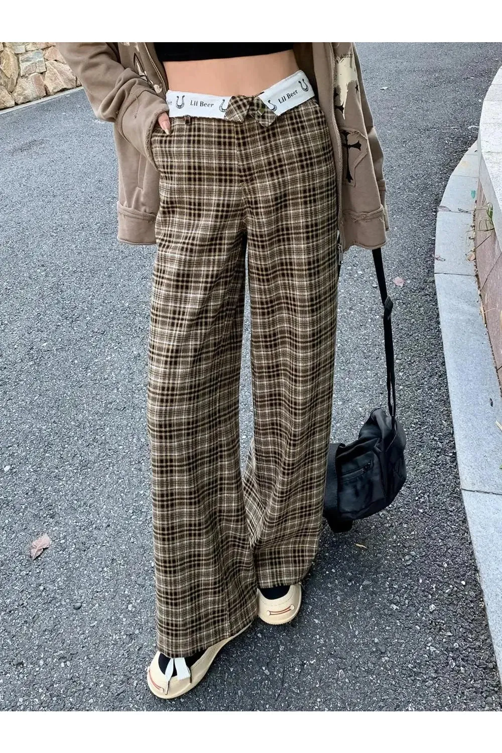 Plaid High Waist Pants