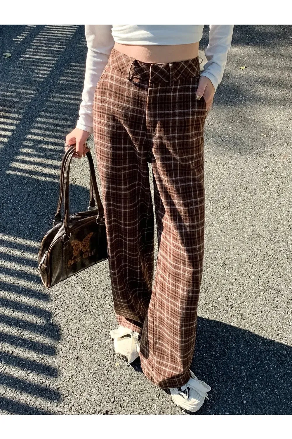 Plaid High Waist Pants