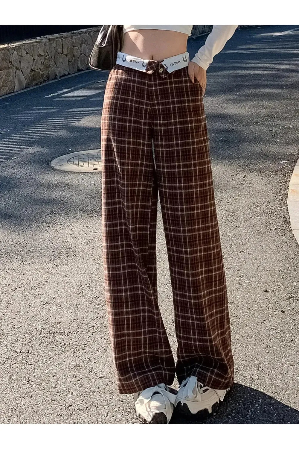 Plaid High Waist Pants