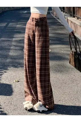 Plaid High Waist Pants