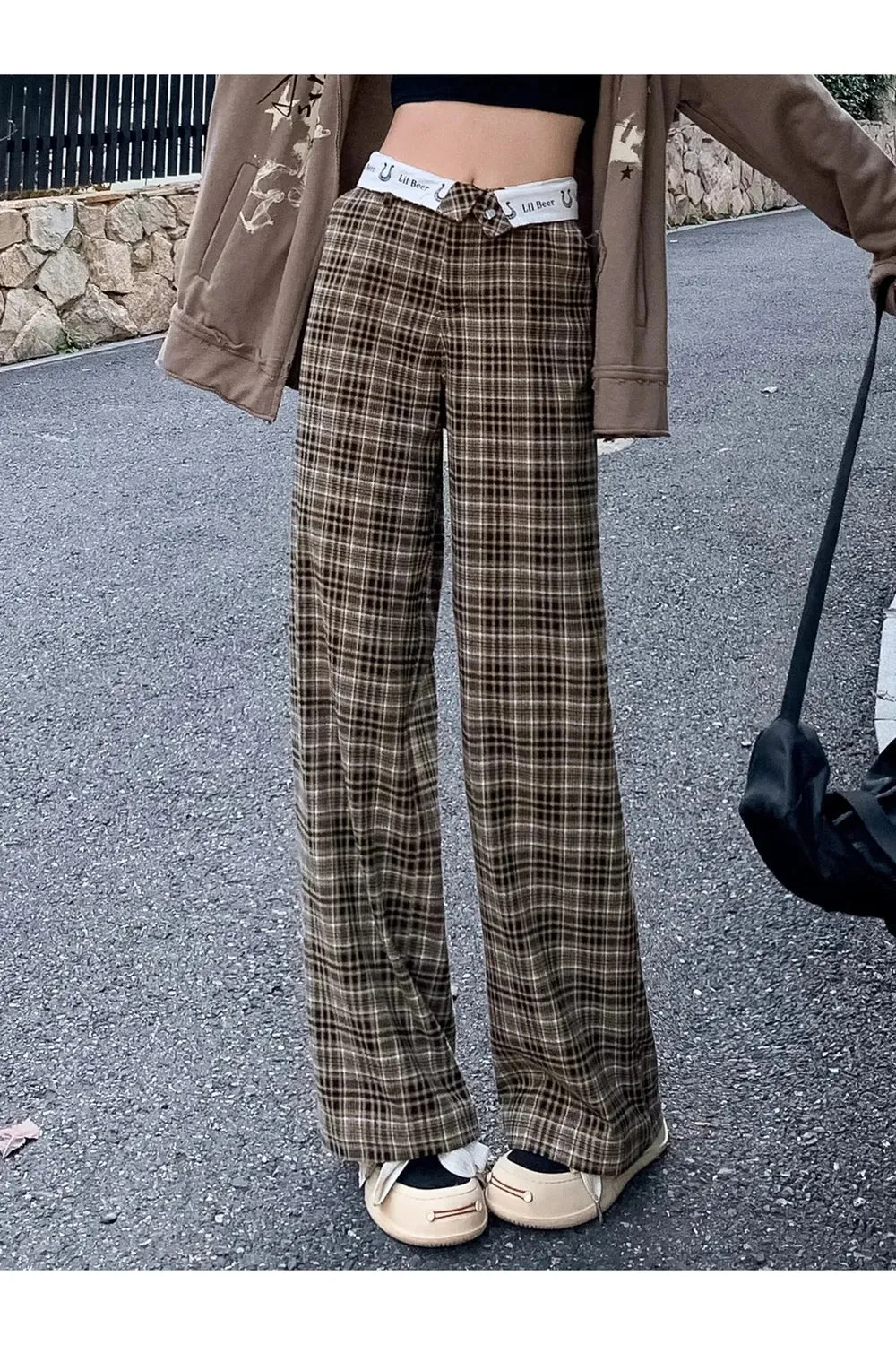 Plaid High Waist Pants