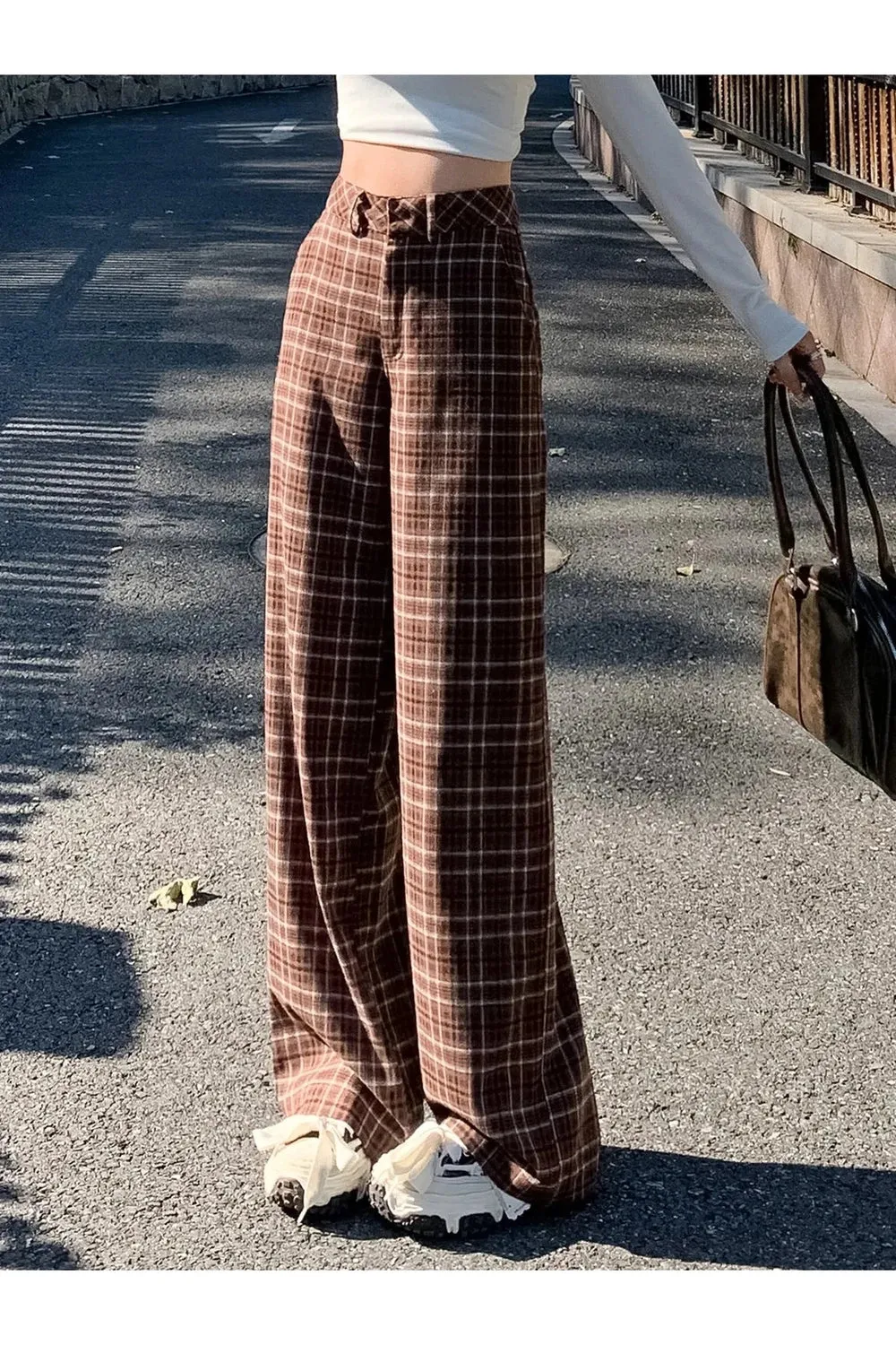 Plaid High Waist Pants