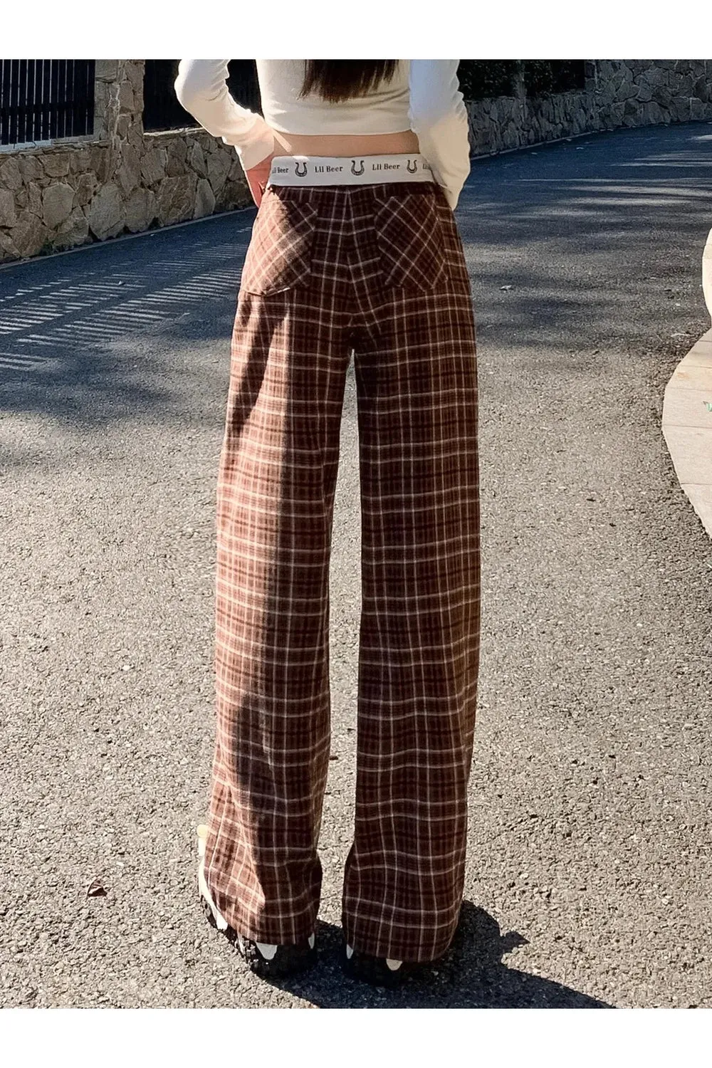 Plaid High Waist Pants