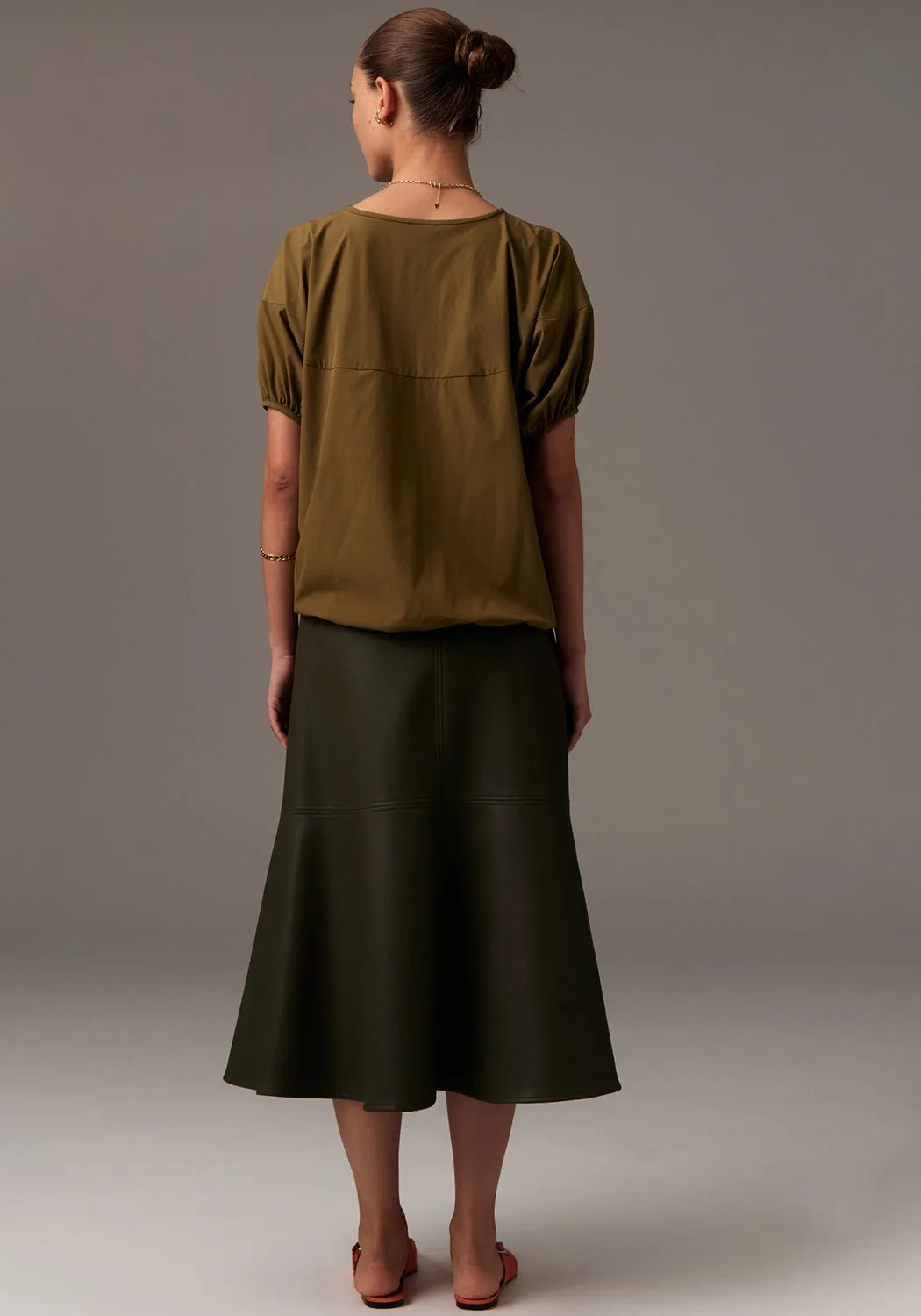 POL | OLLIE FAUX LEATHER SKIRT | KHAKI