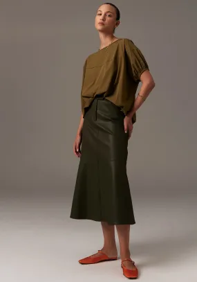 POL | OLLIE FAUX LEATHER SKIRT | KHAKI