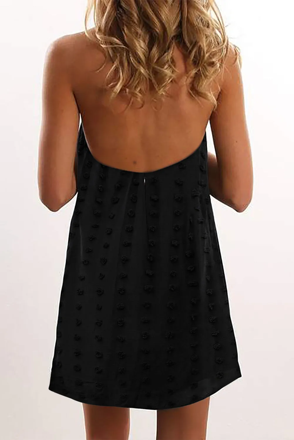 Pompom Mock Neck Sleeveless Shift Mini Dress